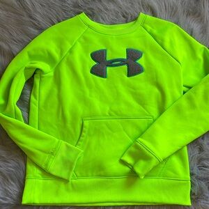 Underarmour neon green sweatshirt with pocket